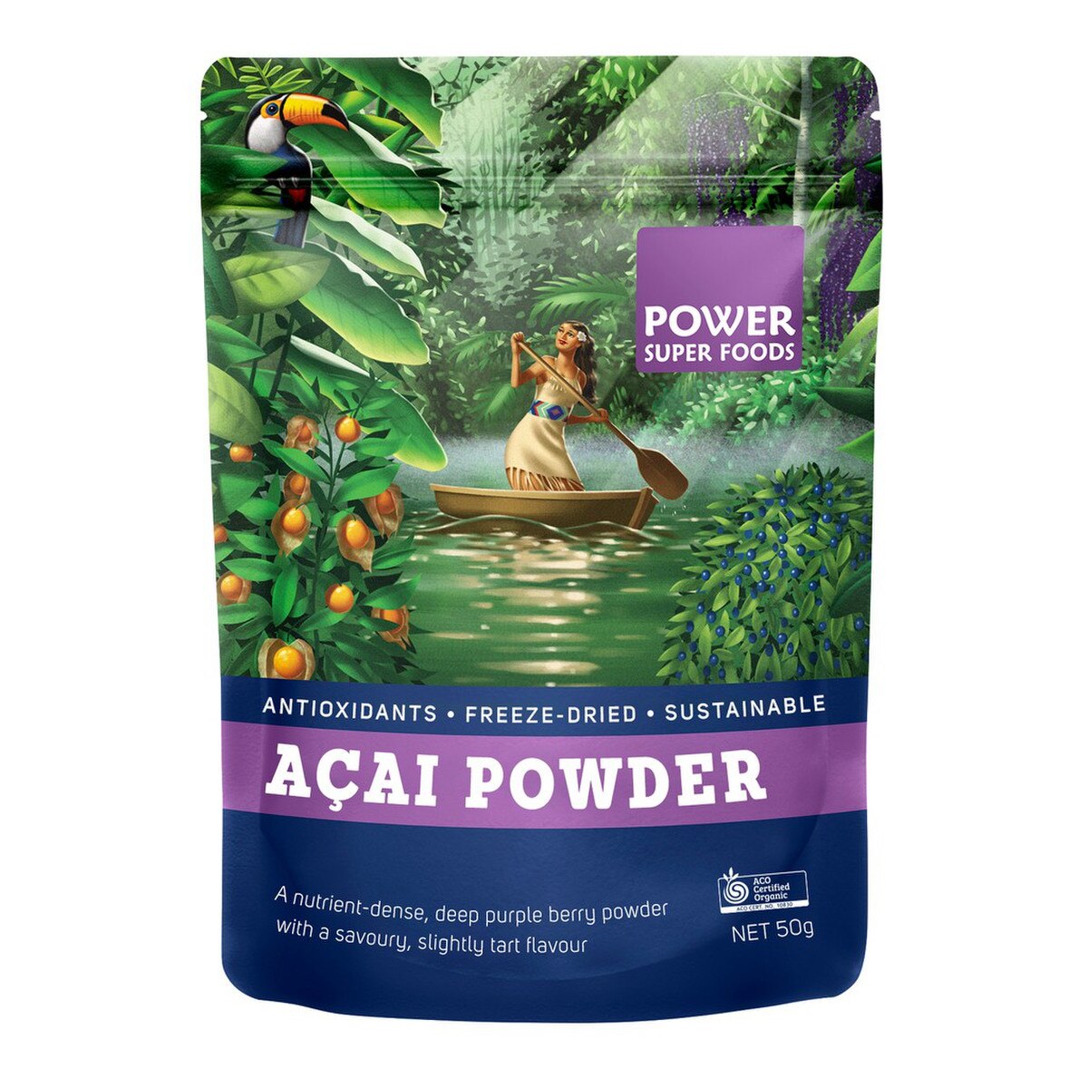 Power Super Foods | Acai Powder Cert Org 50g | Unit | Organic Trader